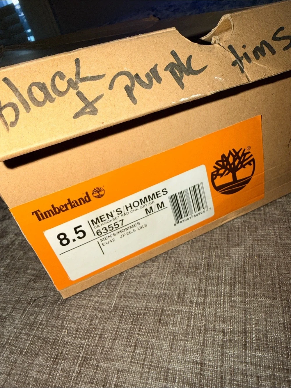 Timberland TBL 73 Hookset High Top Shoes Gray Purple Men’s Size 8.5